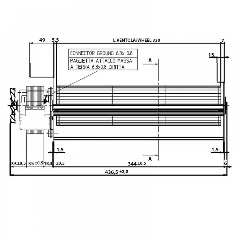 Ventilador tangencial Fergas para salamandras a pellets Edilkamin e outras com Ø80 mm, Caudal 410 m³/h | Ventiladores e sopradores | Peças de salamandra a pellets |
