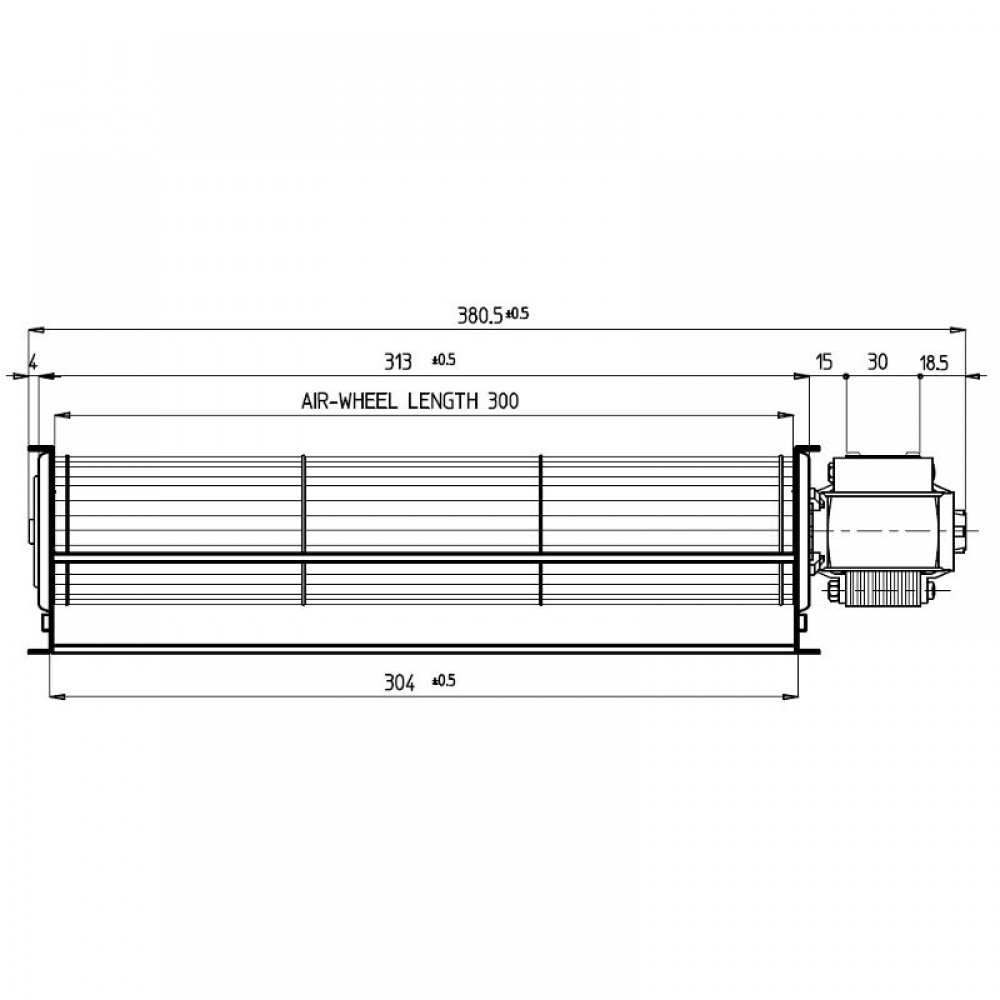 Ventilador tangencial Fergas para salamandras a pellets Anselmo Cola, Cadel, Ferroli, La Nordica e outras com Ø60 mm, Caudal 180 m³/h | Ventiladores e sopradores | Peças de salamandra a pellets |