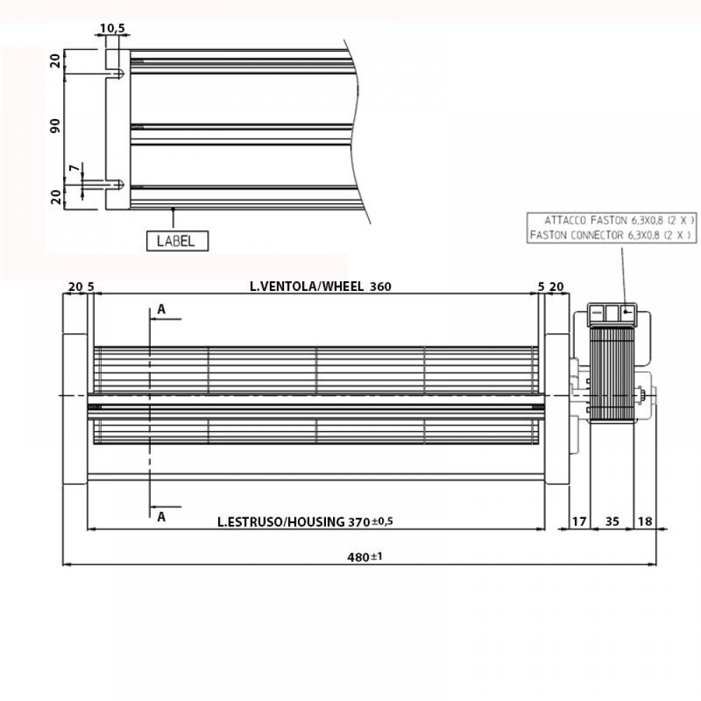 Ventilador tangencial para salamandras a pellets com Ø80 mm, Caudal 251-302 m³/h | Ventiladores e sopradores | Peças de salamandra a pellets |