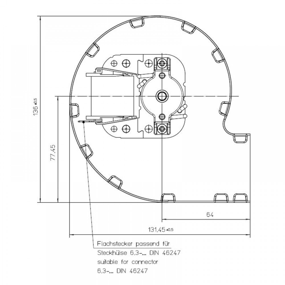 Ventilador centrífugo EBM para salamandras a pellets, caudal 95 m³/h | Ventiladores e sopradores | Peças de salamandra a pellets |