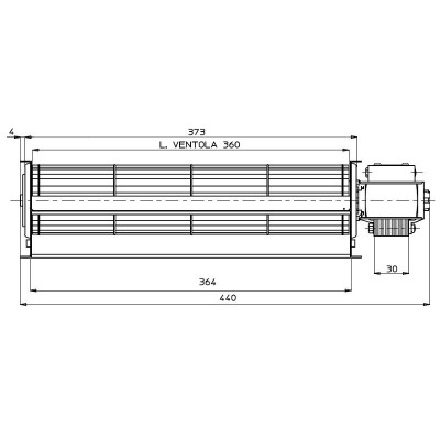 Ventilador tangencial Fergas para salamandras Ferroli, Lincar, Olimpia Splendid e outras com Ø60 mm, Caudal 210 m³/h - Fergas