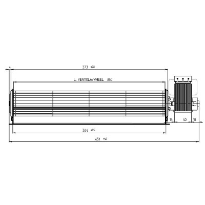 Ventilador tangencial Fergas para salamandras a pellets Superior e outras, com Ø60 mm, Caudal 290 m³/h - Fergas
