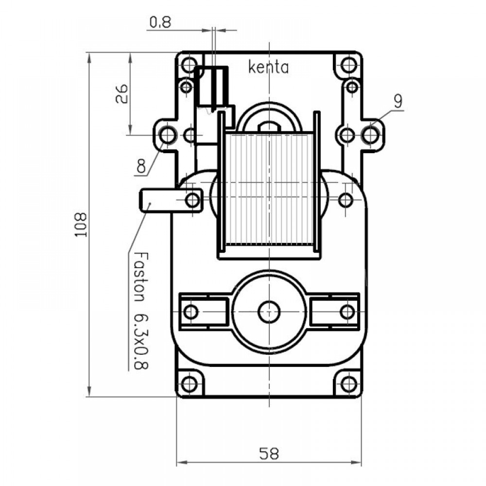 Motorredutor de eixo oco Kenta K9117153, 5RPM para salamandra Ambiente E Calore, Bestfire, Cadel, Deville, Karmek One, Puros, Qlima, Italiana Camini e outros | Motoredutores | Peças de salamandra a pellets |