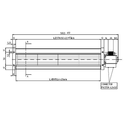 Ventilador tangencial para salamandras a pellets Cadel, Deville, Edilkamin e outros, com Ø60 mm, Vazão 190 m³/h - Fergas