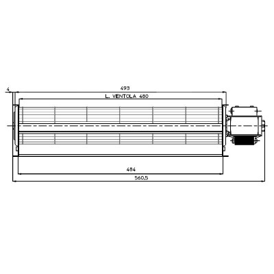 Ventilador tangencial Fergas para salamandras a pellets para salamandras a pellets Edilkamin, Cadel e outros, com Ø60 mm, Caudal 250 m³/h - Fergas