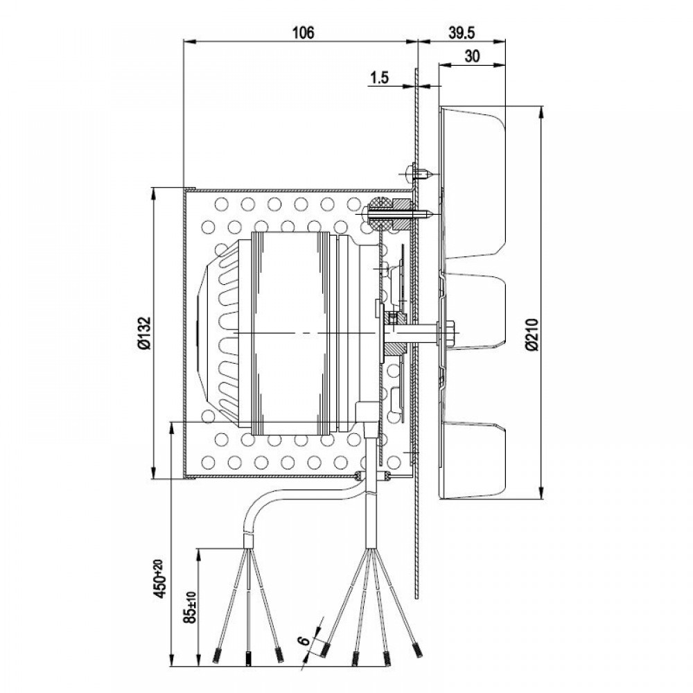 Ventilador extrator de fumaça EBM, fluxo de ar máximo 450 m³/h | Ventiladores e sopradores | Peças de salamandra a pellets |