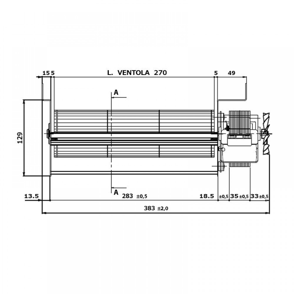 Ventilador tangencial Fergas para salamandras a pellets Edilkamin e outras com Ø80 mm, Caudal 337 m³/h | Ventiladores e sopradores | Peças de salamandra a pellets |