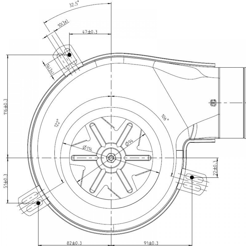 Extrator de fumos EBM para salamandras Elite, Equation, Ferroli, Karmek One e outros, Caudal máximo 165 m³/h | Ventiladores e sopradores | Peças de salamandra a pellets |