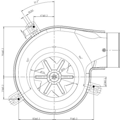 Extrator de fumos EBM para salamandras Elite, Equation, Ferroli, Karmek One e outros, Caudal máximo 165 m³/h - Produtos para comparar