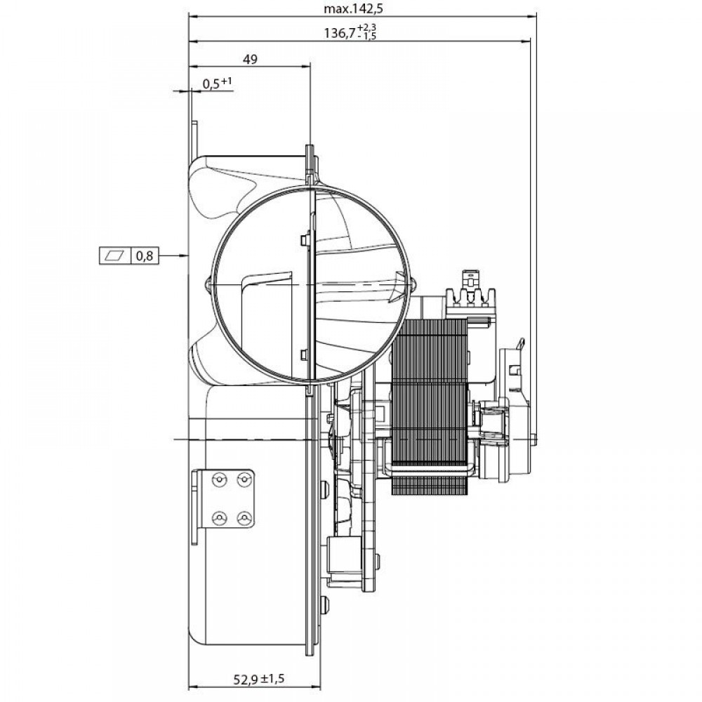 Extrator de fumos EBM para salamandras Elite, Equation, Ferroli, Karmek One e outros, Caudal máximo 165 m³/h | Ventiladores e sopradores | Peças de salamandra a pellets |