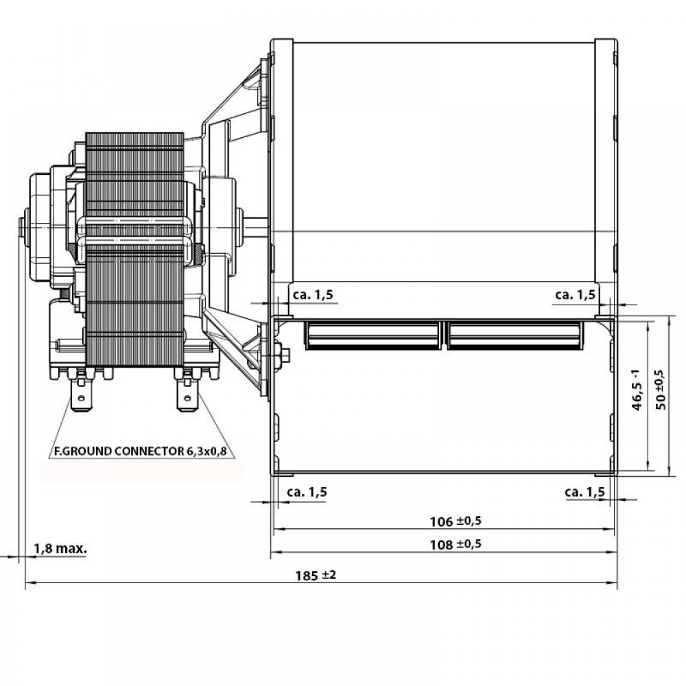 Ventilador centrífugo EBM, vazão 210 m³/h | Ventiladores e sopradores | Peças de salamandra a pellets |