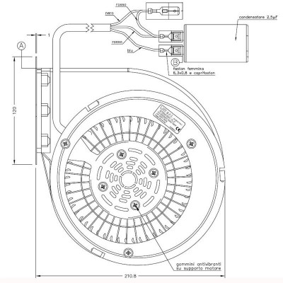 Ventilador centrífugo Natalini para estufas a pellets Eco Spar, Deville, Puros e outros - Grupo Sit, vazão 480 m³/h - Produtos para comparar