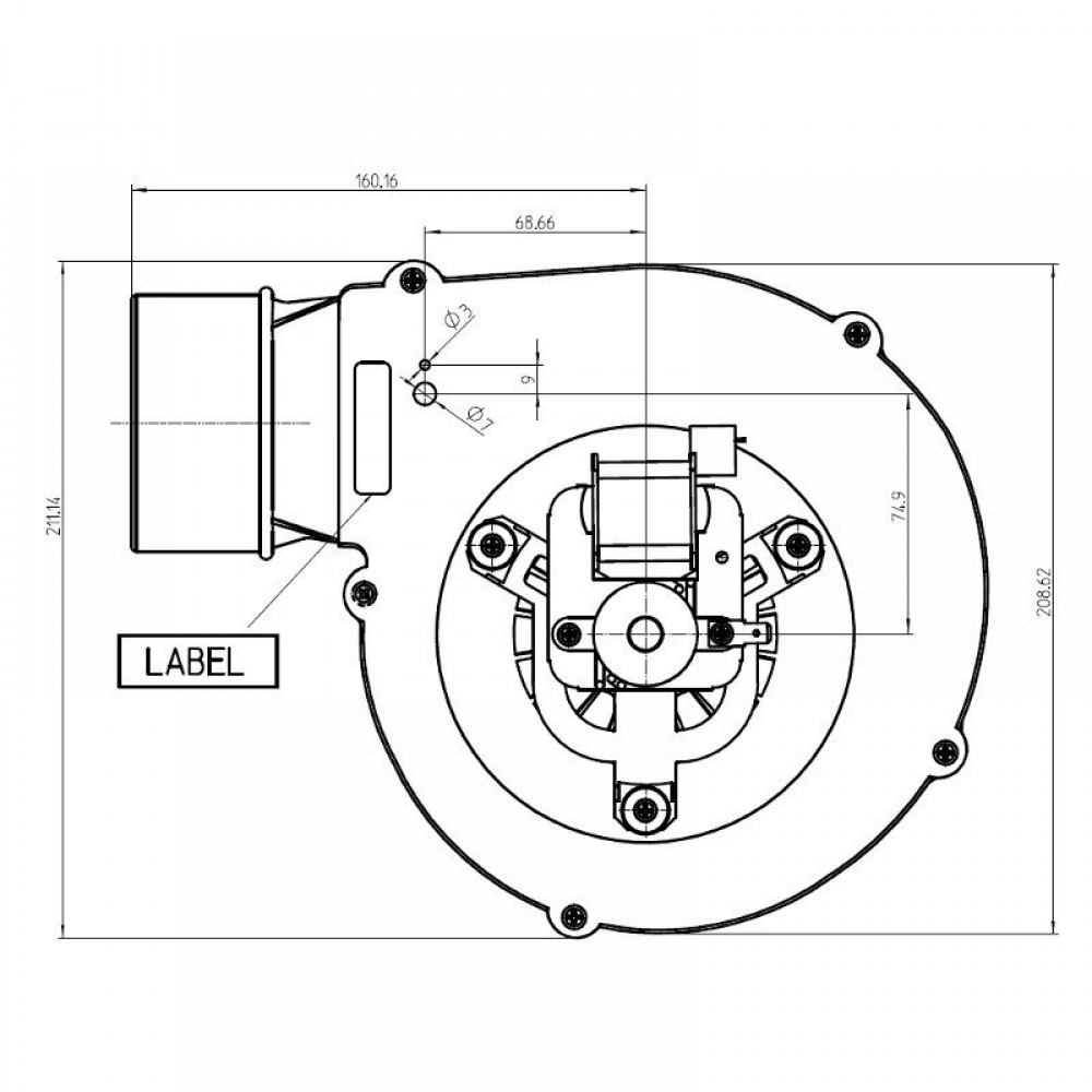 Extrator de fumos Fergas para salamandras a pellets, Caudal máximo 132 m³/h | Ventiladores e sopradores | Peças de salamandra a pellets |