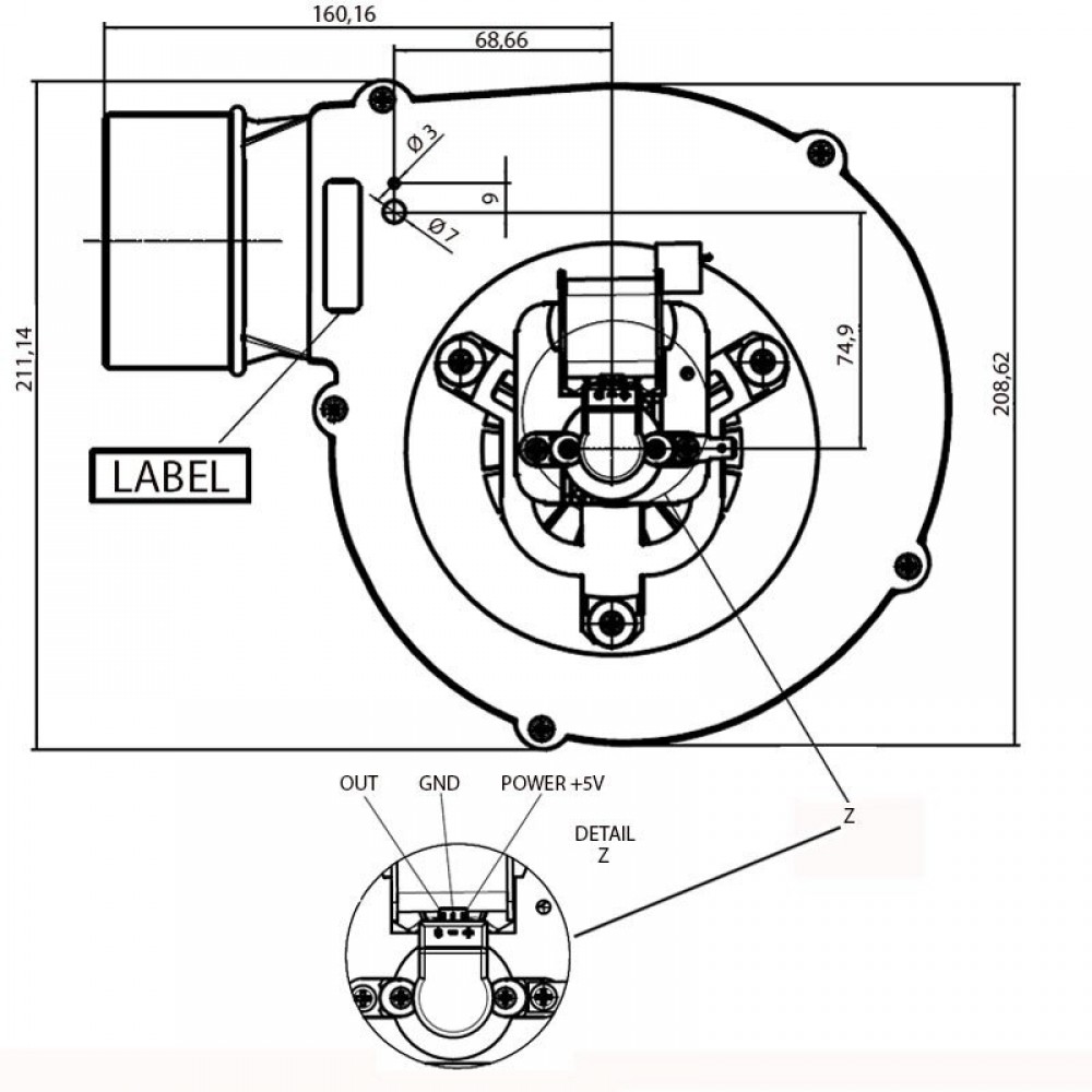 Extrator de fumaça Fergas, fluxo de ar máximo 117 m³/h | Ventiladores e sopradores | Peças de salamandra a pellets |