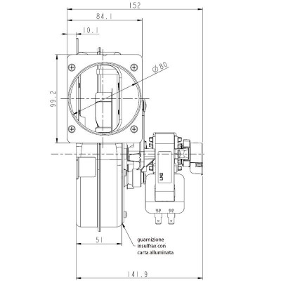 Exaustor de fumos LN2 Natalini para salamandras a pellets Eco Spar, AMG, Cadel, Arce, Calecosol, Caminetti Montegrappa, Euroalpi, Moretti Design, Sideros, Deville, Ecoteck, Edilkamin, Emaflam, La Nordica, MCZ, Palazzetti, Palladio, Piazzetta, Qlima, Ravelli, Caudal máximo 160 m³/h - Produtos para comparar