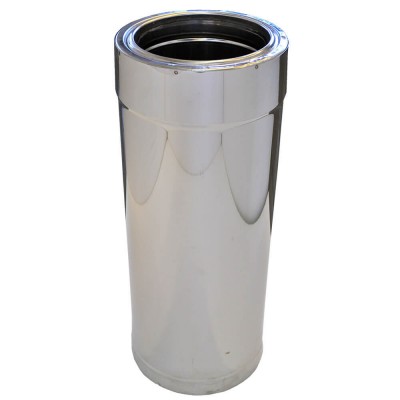 Tubo de combustão de parede dupla, aço inoxidável AISI 304, reto, isolado, comprimento 0,5m, Ф80-130 - Ф350-500 - Chaminé de parede dupla
