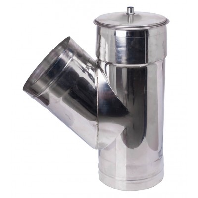 Tubo em T para chaminé com tampa 135°, aço inoxidável AISI 304, Ф100-Ф350 - Cano de chaminé