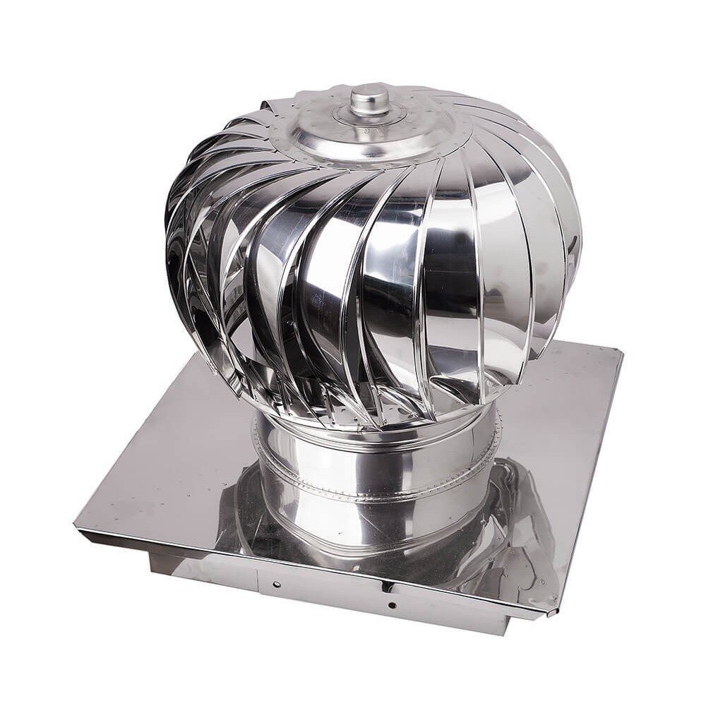 Chapéu de chaminé giratório Aspiromatic, em aço inoxidável AISI 304, base quadrada regulável