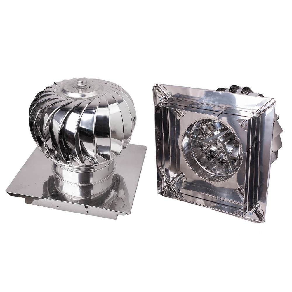 Chapéu de chaminé giratório Aspiromatic, em aço inoxidável AISI 304, base quadrada regulável | Chapéus de chaminé | Chaminés |
