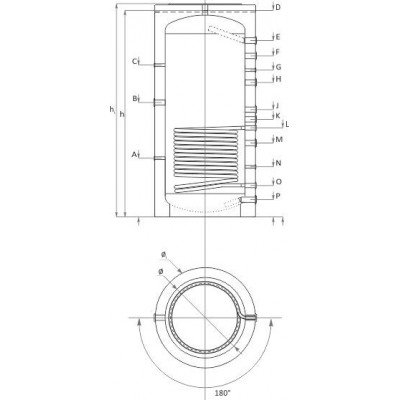Depósito de inércia / Acumulador de inercia Sunsystem, Model PR 300, Capacity 300L, Um recipiente com uma bobina de troca térmica - Depósitos de inércia / Acumuladores Inercia