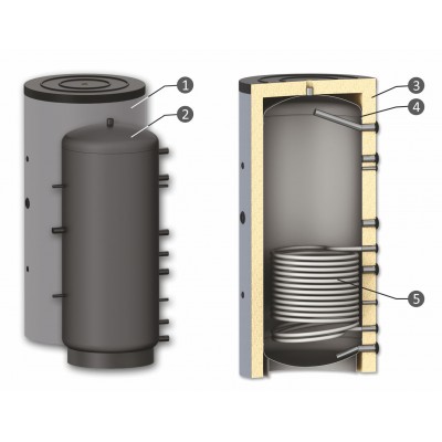 Buffer Tank Sunsystem, Model PR 800, Capacity 800L, One heat exchange coil Vessel - Produtos para comparar
