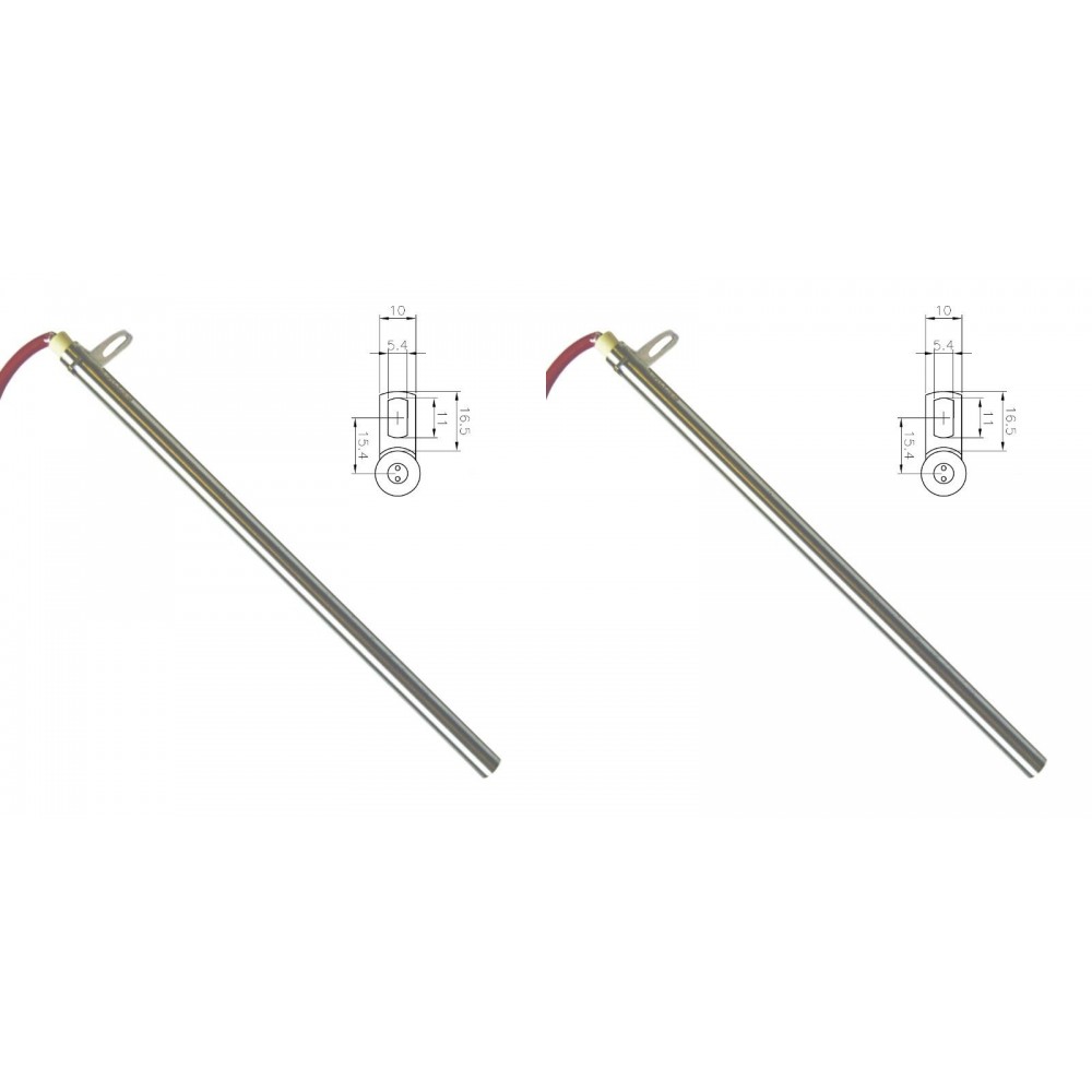 Resistência para salamandra a pellets Edilkamin e outros, comprimento total 280mm, 470W - x2 | Resistências para salamandrs a pellets | Peças de salamandra a pellets |