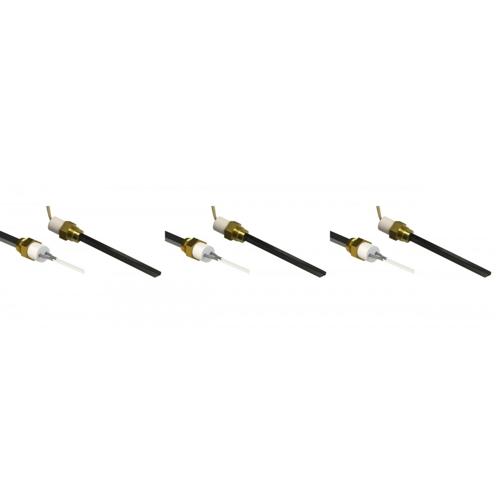 Resistência para salamandra a pellets com cristal de quartzo preto Eco Spar, BURNiT, Whitfield, Lennox e outros, comprimento total 126mm, 400W - x3 | Resistências para salamandrs a pellets | Peças de salamandra a pellets |
