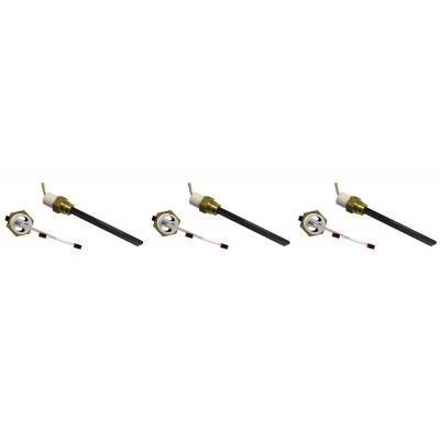 Resistência para salamandra a pellets com cristal de quartzo preto Ferroli, Eco Spar, BURNiT e outros, comprimento total 123mm, 300W - x3 - Peças de salamandra a pellets